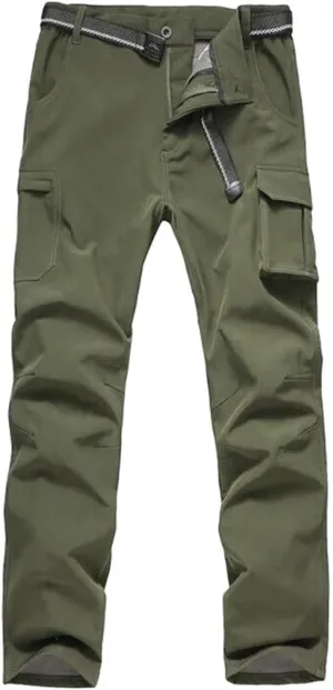 JOMLUN Boy's Fleece Lined Hiking Pants Waterproof Windproof Warm Soft Shell Outdoor Cargo Pants Snow Ski Walking Trousers