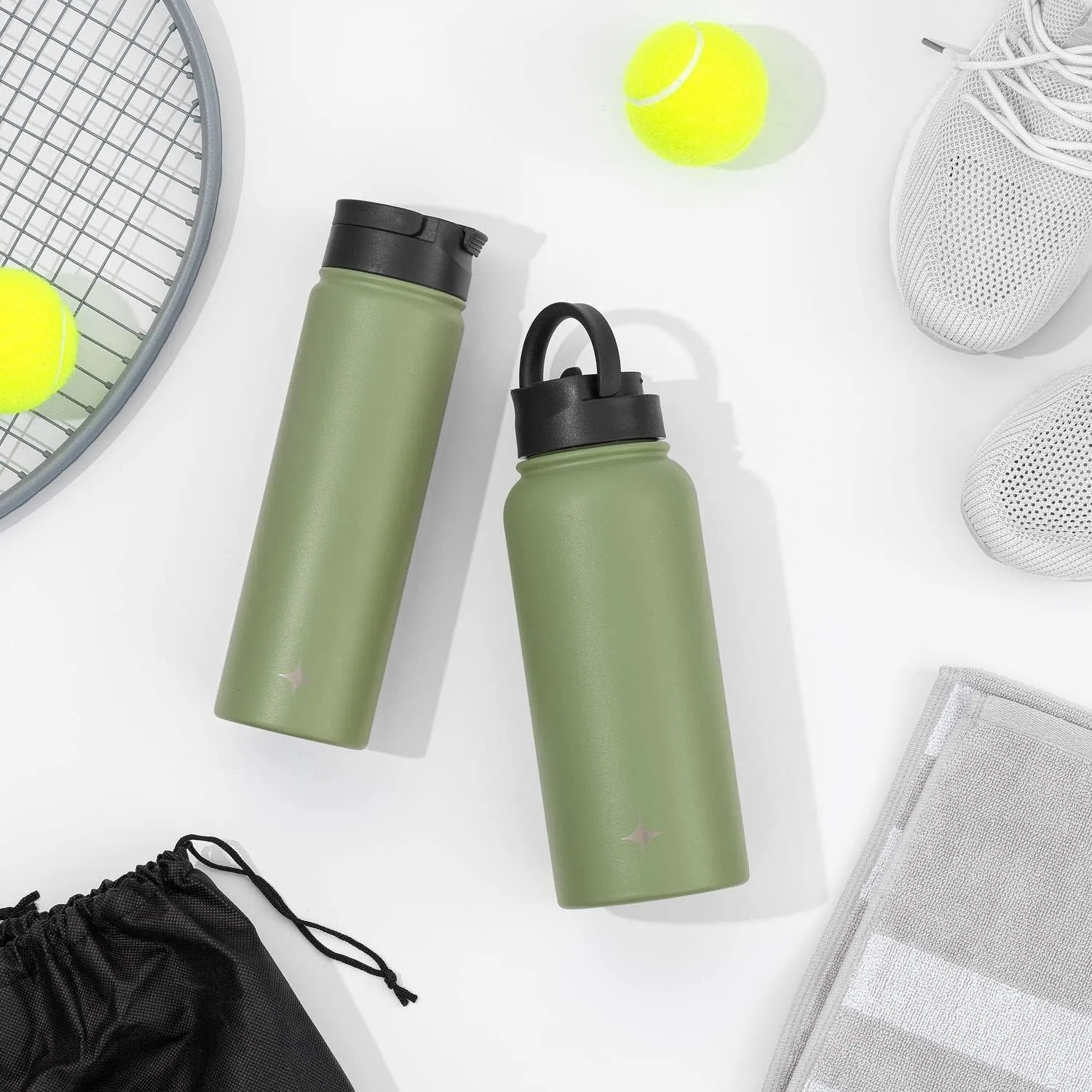 JoyJolt Triple Insulated Water Bottle with Straw Lid AND Flip Lid! 32oz Large 12 Hour Hot/Cold Vacuum Insulated Stainless Steel Bottle. BPA-Free Leakproof Thermos Bottle