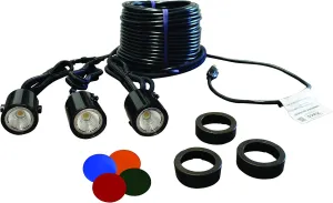 Kasco LED Composite 3 Light Decorative Fixture Kit for 1/2-1HP Fountains | 120V, 11W per Fixture | 5 Color Option Available | 150ft Power Cord Included | (Fountain Sold Separately)