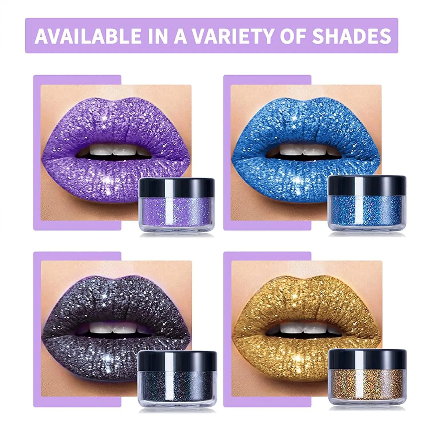 Kawaii Kisses Glitter Lip Kit, Animakeup - Kawaii Kisses Glitter, Animakup Kawaii Kisses Sparkle Lip Gloss, Animemakeup Kawaii Kisses Glitter Lip Kit Gloss with Lip Primer and Brush (#1, 14g)