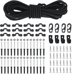Kayak Deck Rigging Kit with 19.7 FT Bungee Cord,Deck Rigging Kit Accessory with Deck Loops Tie Down Pad Eyes and Mount Accessories,Kayak Bungee Rigging Kit,for Kayak Boat Canoe Kit
