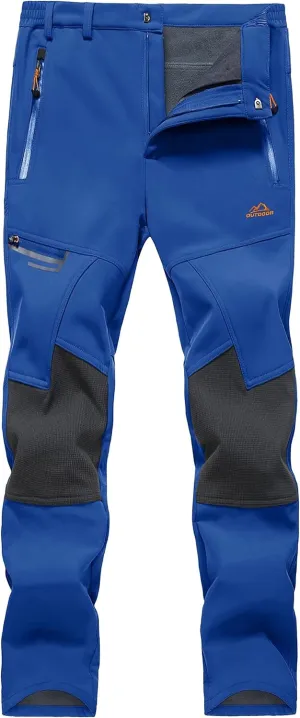KEFITEVD Men's Snow Ski Pants Softshell Fleece Lined Snowboard Pants Winter Outdoor Windproof Insulated Hiking Cargo Pants