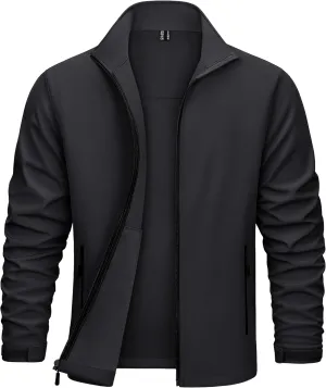 KEFITEVD Men's Tactical Jacket Fleece Lined Softshell Jackets Waterproof Stand Collar Jacket Outdoor Hunting Coat