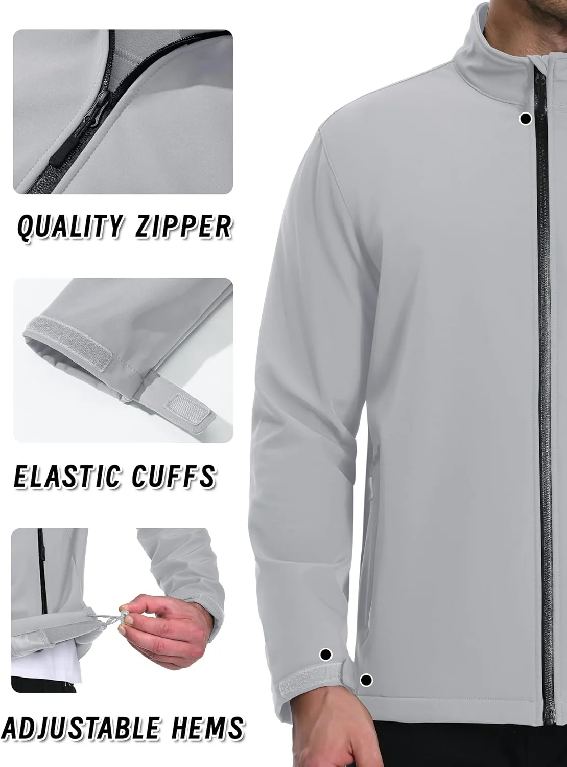 KEFITEVD Men's Tactical Jacket Fleece Lined Softshell Jackets Waterproof Stand Collar Jacket Outdoor Hunting Coat