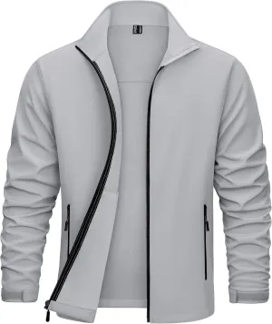 KEFITEVD Men's Tactical Jacket Fleece Lined Softshell Jackets Waterproof Stand Collar Jacket Outdoor Hunting Coat
