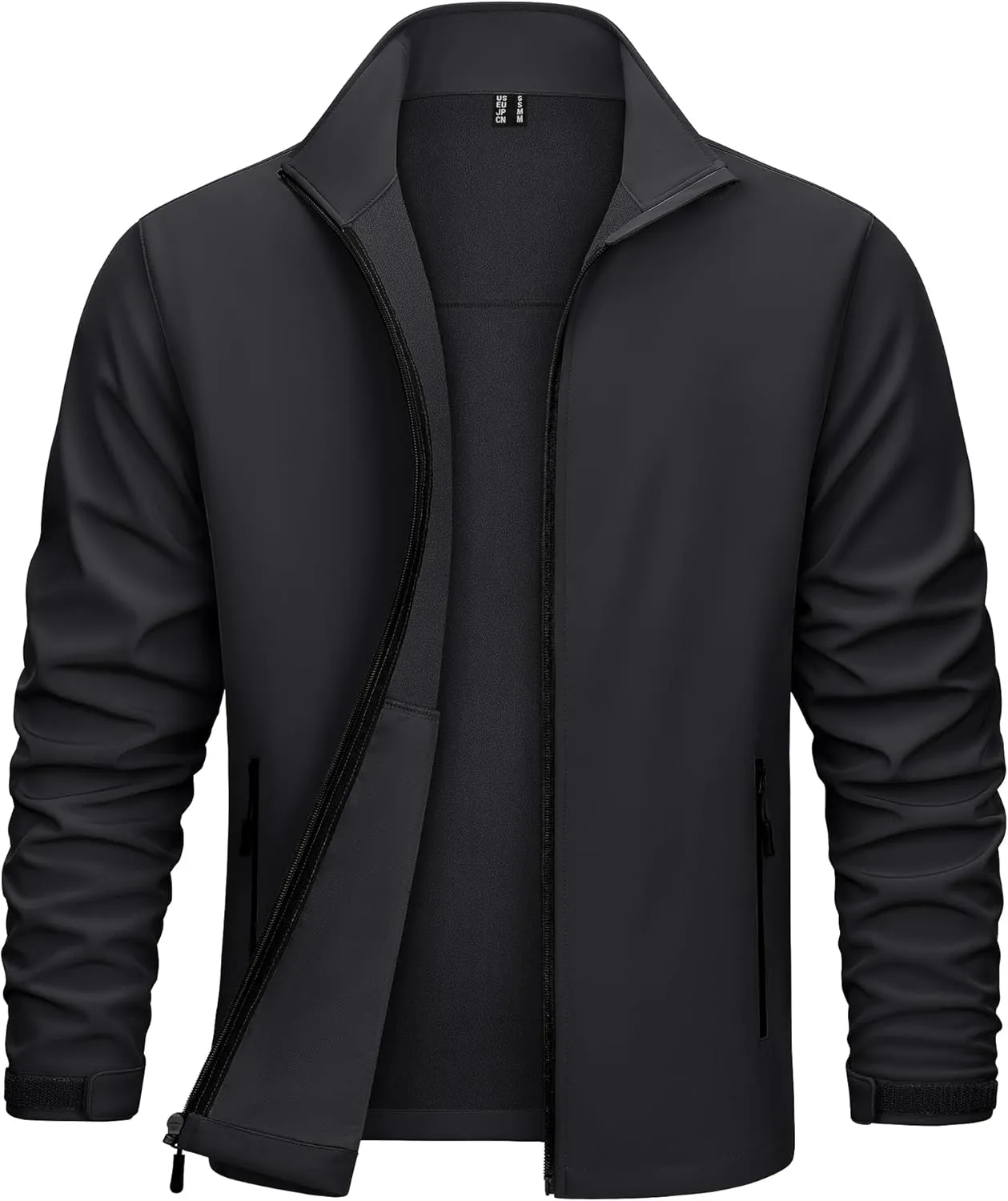 KEFITEVD Men's Tactical Jacket Fleece Lined Softshell Jackets Waterproof Stand Collar Jacket Outdoor Hunting Coat