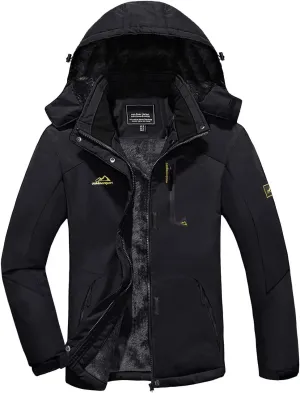 KEFITEVD Women's Waterproof Ski Snow Jacket Snowboarding Jackets Windproof Fleece Warm Heavy Hooded Coat Mountain Rain Jacket