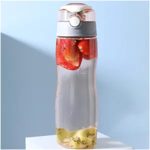 kettles Large Capacity Plastic Water Bottles with One-Click Push Button,Durable Portable Sports Bottles,Leakproof Cups Sealed Lid canteen(E)