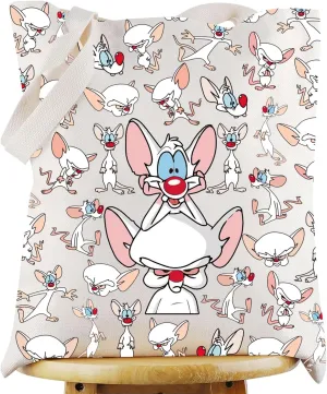 KEYCHIN Rat Brain Tote Bag Cartoon Movie Characters Fans Gift Pinky Fans Reusable Grocery Bag Brain Merchandise