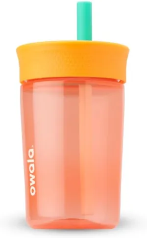 Kids Insulation BPA-Free Plastic Tumbler with Spill Resistant Flexible Straw, Easy to Clean, Kids Water Bottle, Great for Travel, Dishwasher Safe, 15 Oz, Orange and Peach (Watermelon)