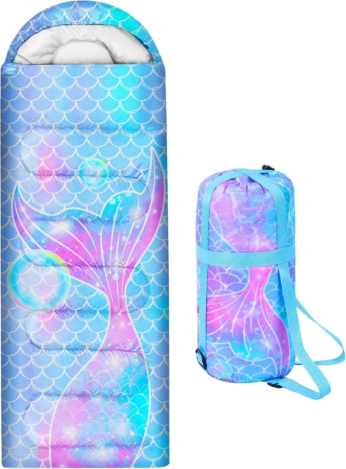 Kids Sleeping Bag for Kids Girls, 3 Season Warm & Cool Weather Lightweight Waterproof Camping Sleeping Bag with Carry Bag for Camping Hiking Traveling Outdoor Indoor