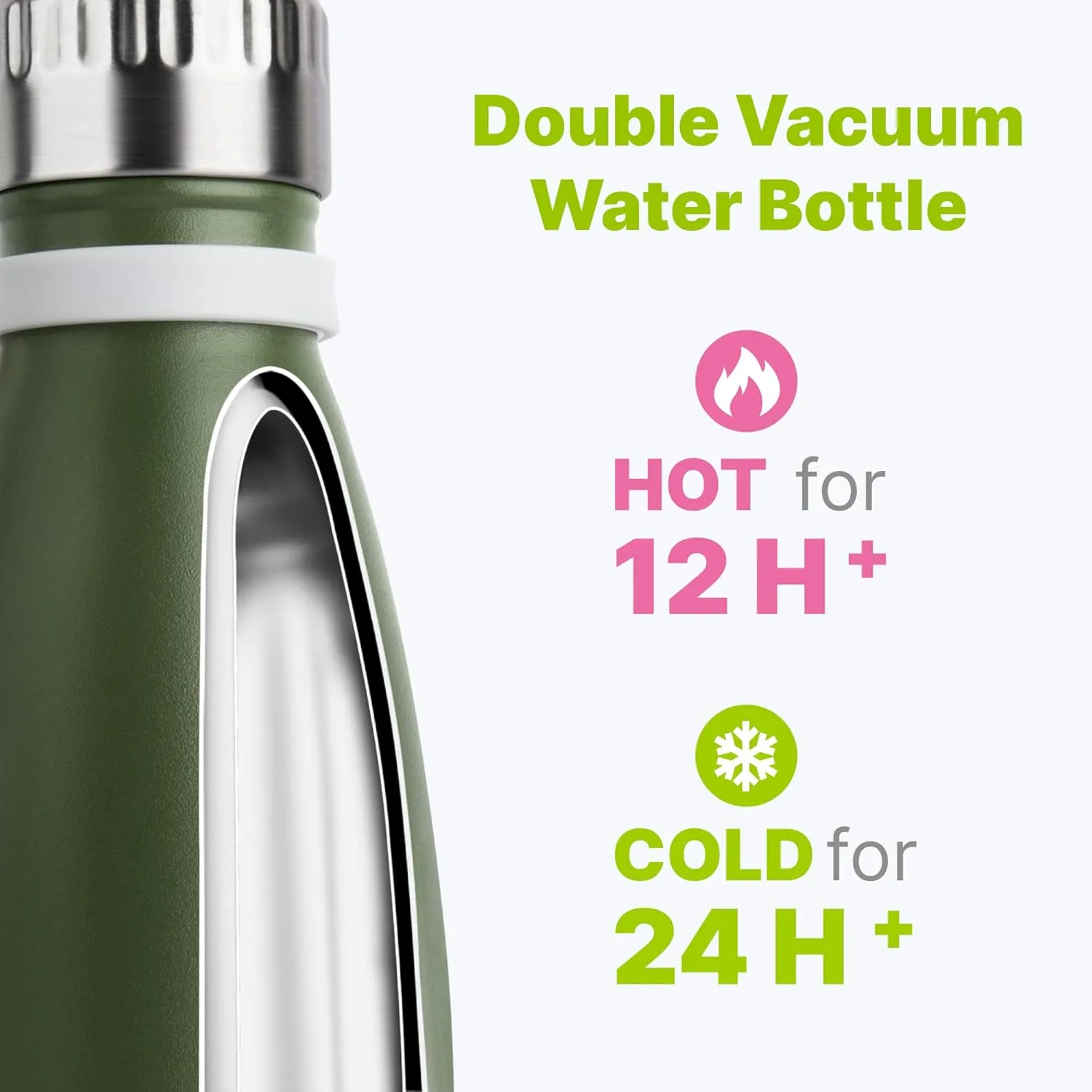 Kids Water Bottle-9 oz Stainless Steel Vacuum Insulated Water Bottle for Kids for School, Leak Proof Cola Shape Travel Small Water Bottle for Boys (Grass Green-Navy)