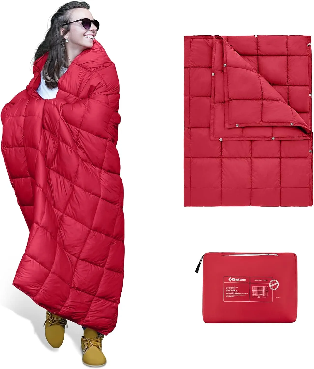 KingCamp Puffy Blanket for Camping, Warm Down Alternative Outdoors Indoors Quilt, Lightweight Compact Packable Windproof Blankets for Stadium, Airplane, Travel, Picnics, Backpacking