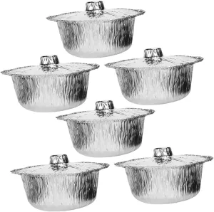 Kisangel 6pcs Aluminum Foil Pots with Lids Disposable Round Containers for Roasting Grilling Cooking Lightweight Food Storage for Outdoor Bbqs Picnics and Camping Trips