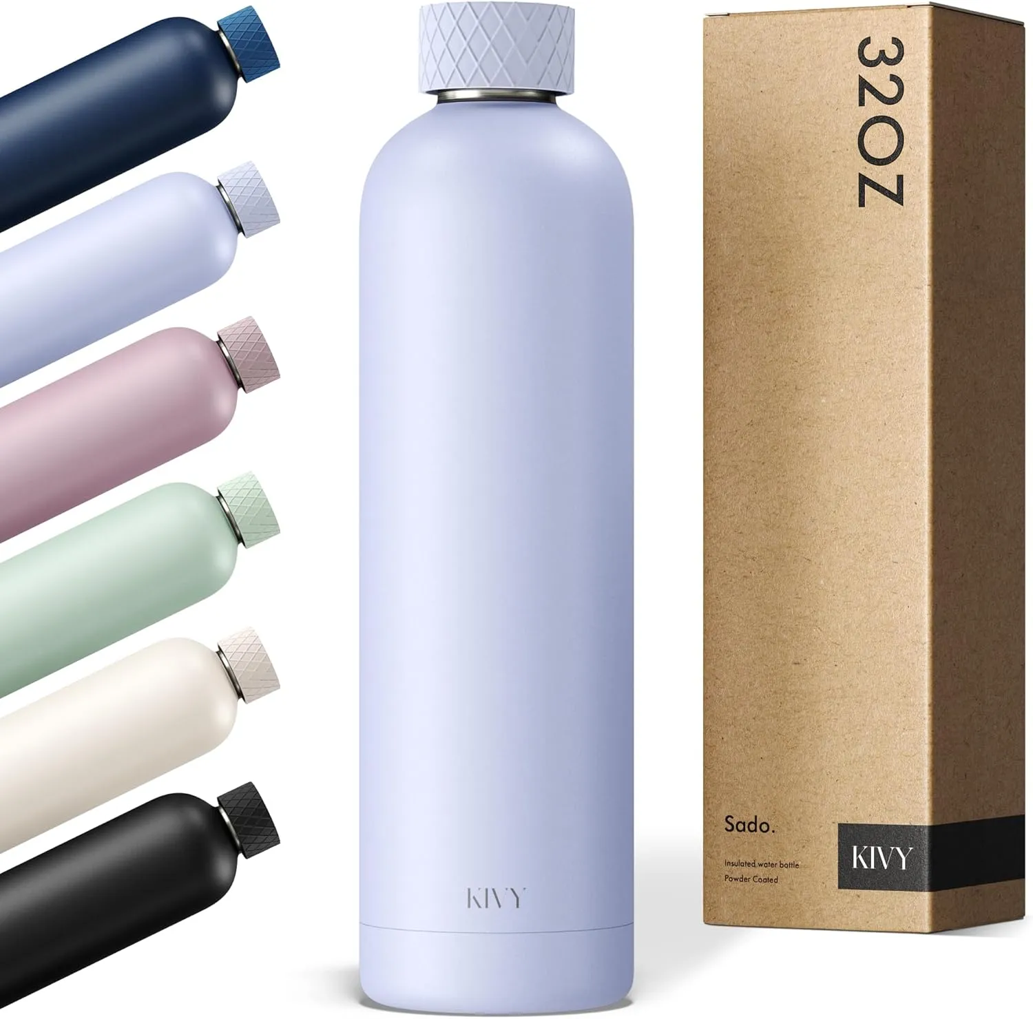 KIVY 32oz Stainless Steel Insulated Water Bottle - Leak Proof, Keeps Cold Up to 24 Hours, Hot Up to 18 Hours - Dishwasher Safe, Scratch Resistant - BPA Free - Cream White