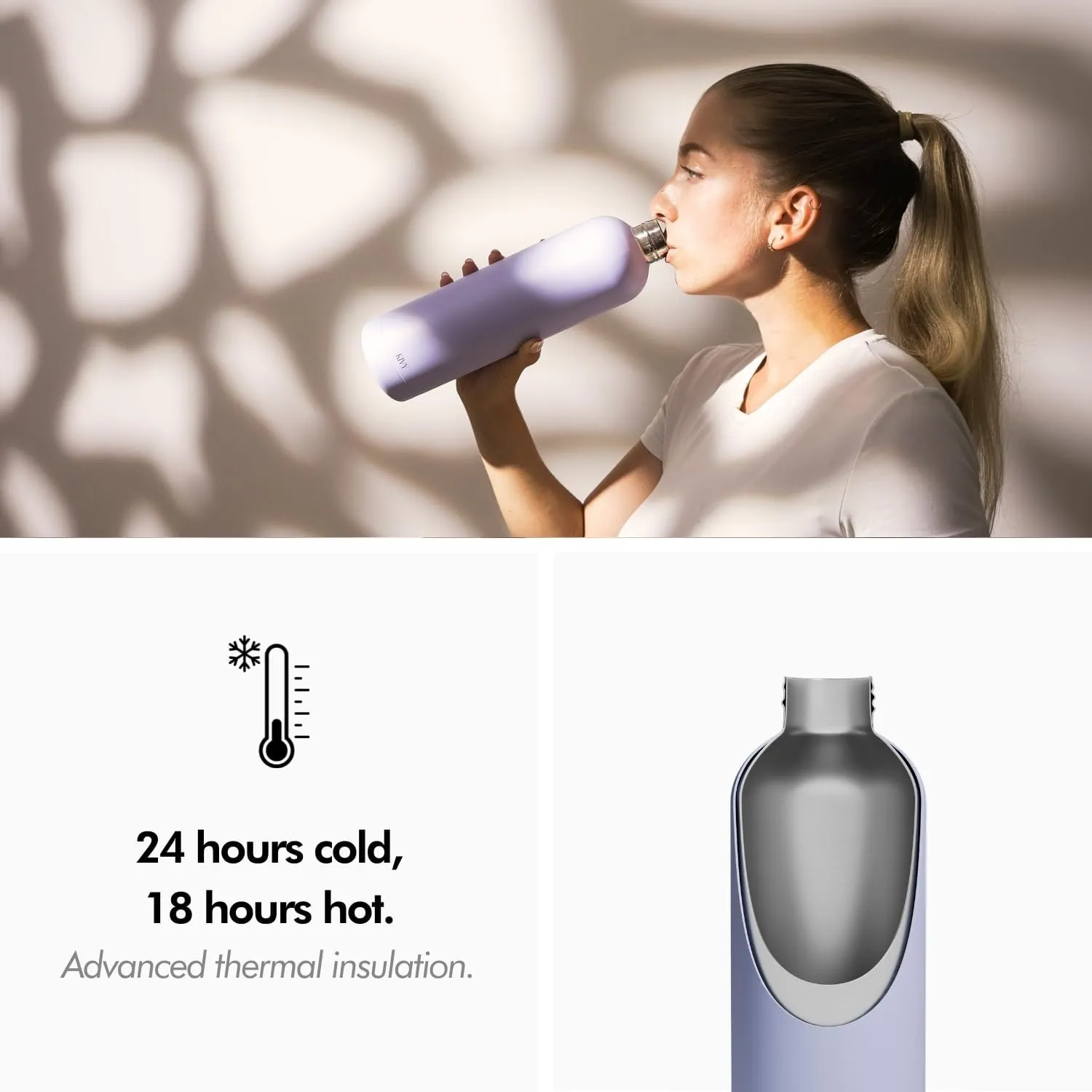 KIVY 32oz Stainless Steel Insulated Water Bottle - Leak Proof, Keeps Cold Up to 24 Hours, Hot Up to 18 Hours - Dishwasher Safe, Scratch Resistant - BPA Free - Cream White