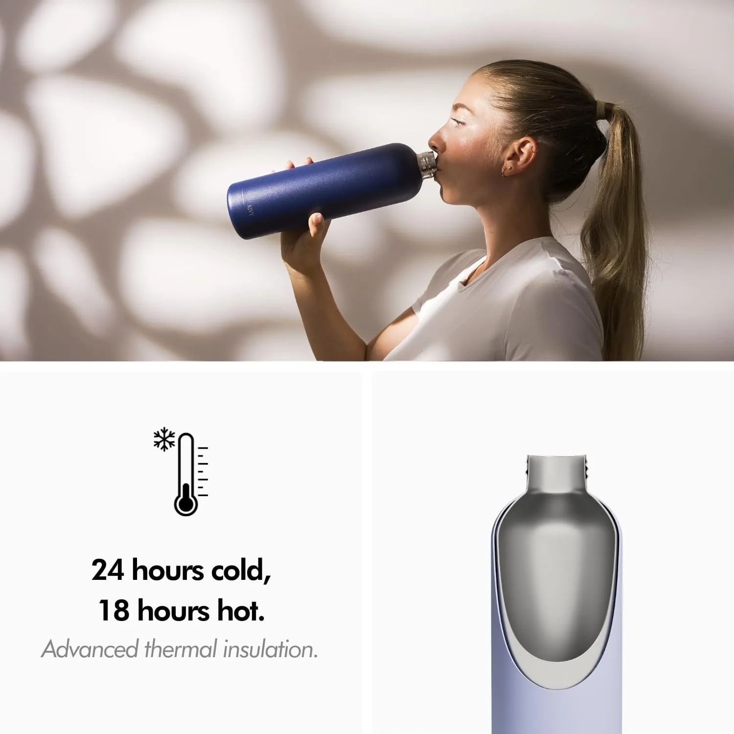 KIVY Stainless Steel Insulated 32oz Water Bottle - Blue Twist Top Bottle for Adults
