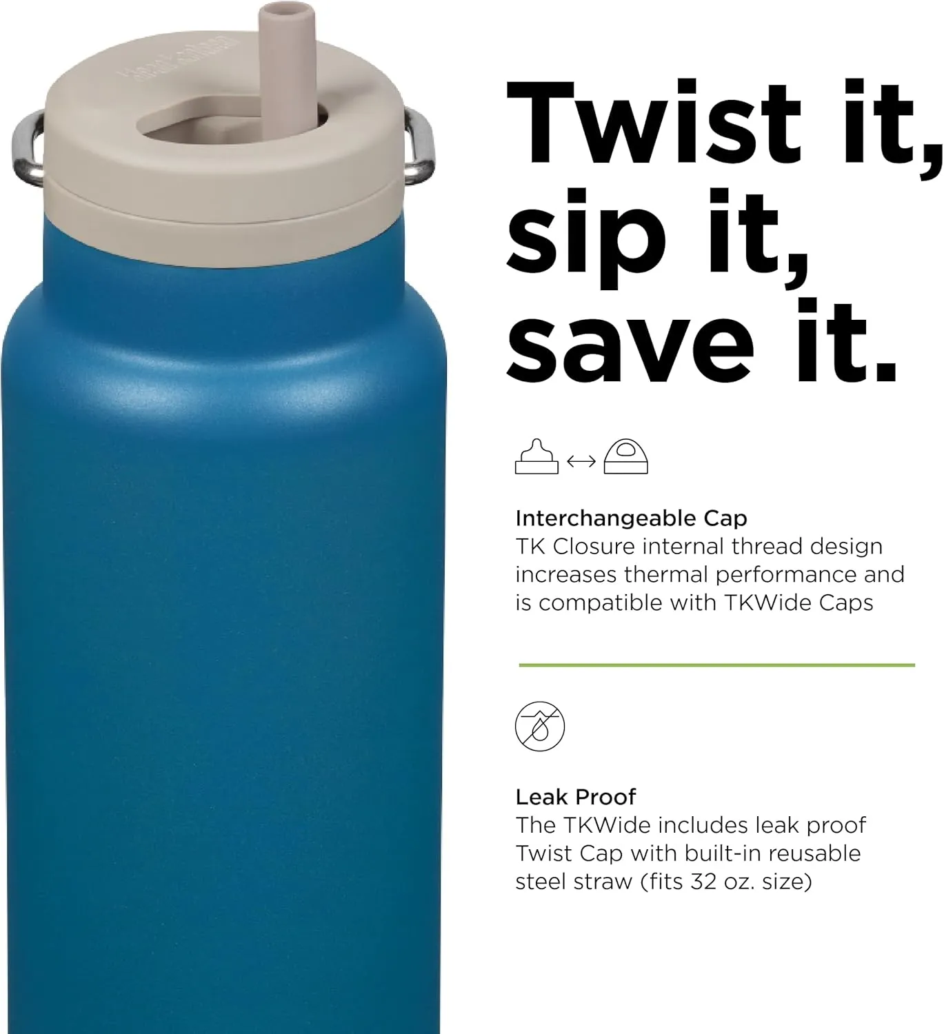 Klean Kanteen 32oz TKWide Insulated Water Bottle with Twist Cap - Corsair