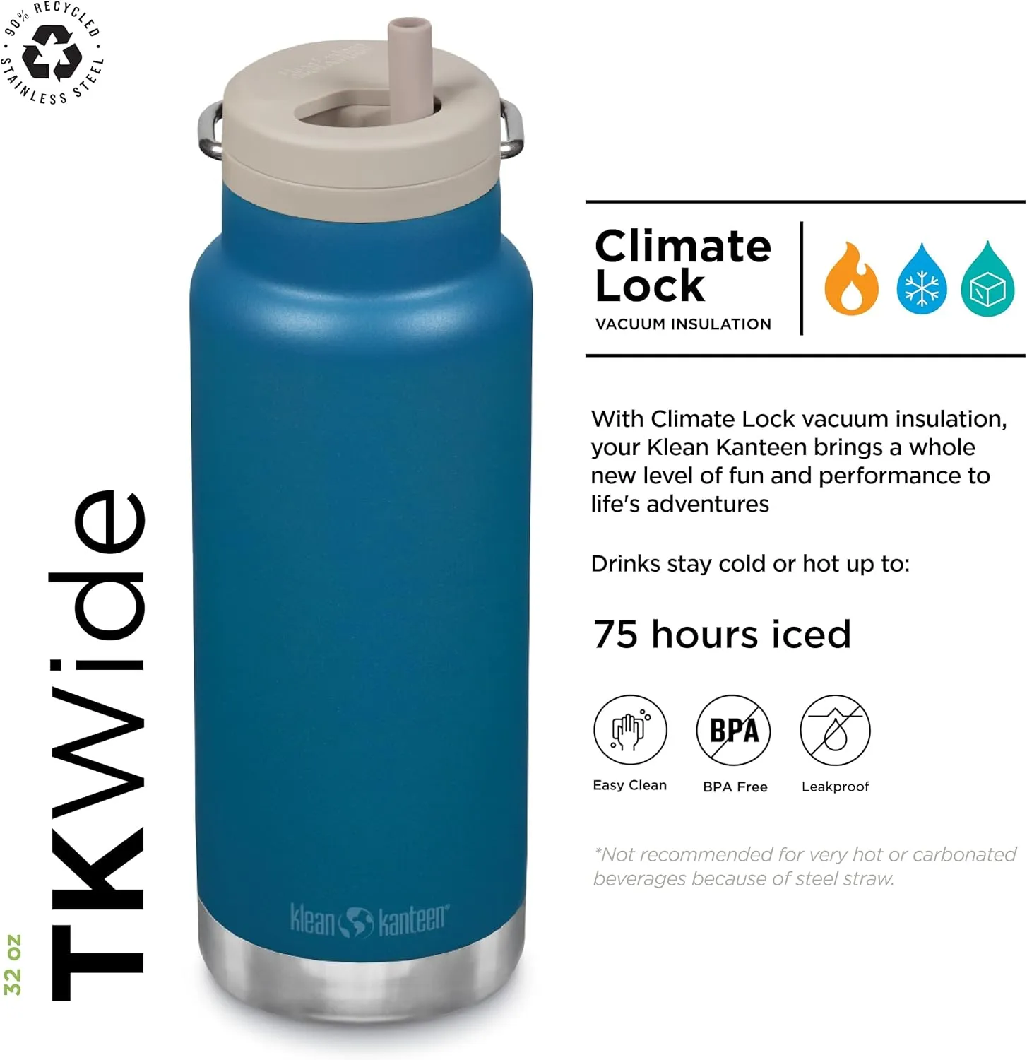 Klean Kanteen 32oz TKWide Insulated Water Bottle with Twist Cap - Corsair