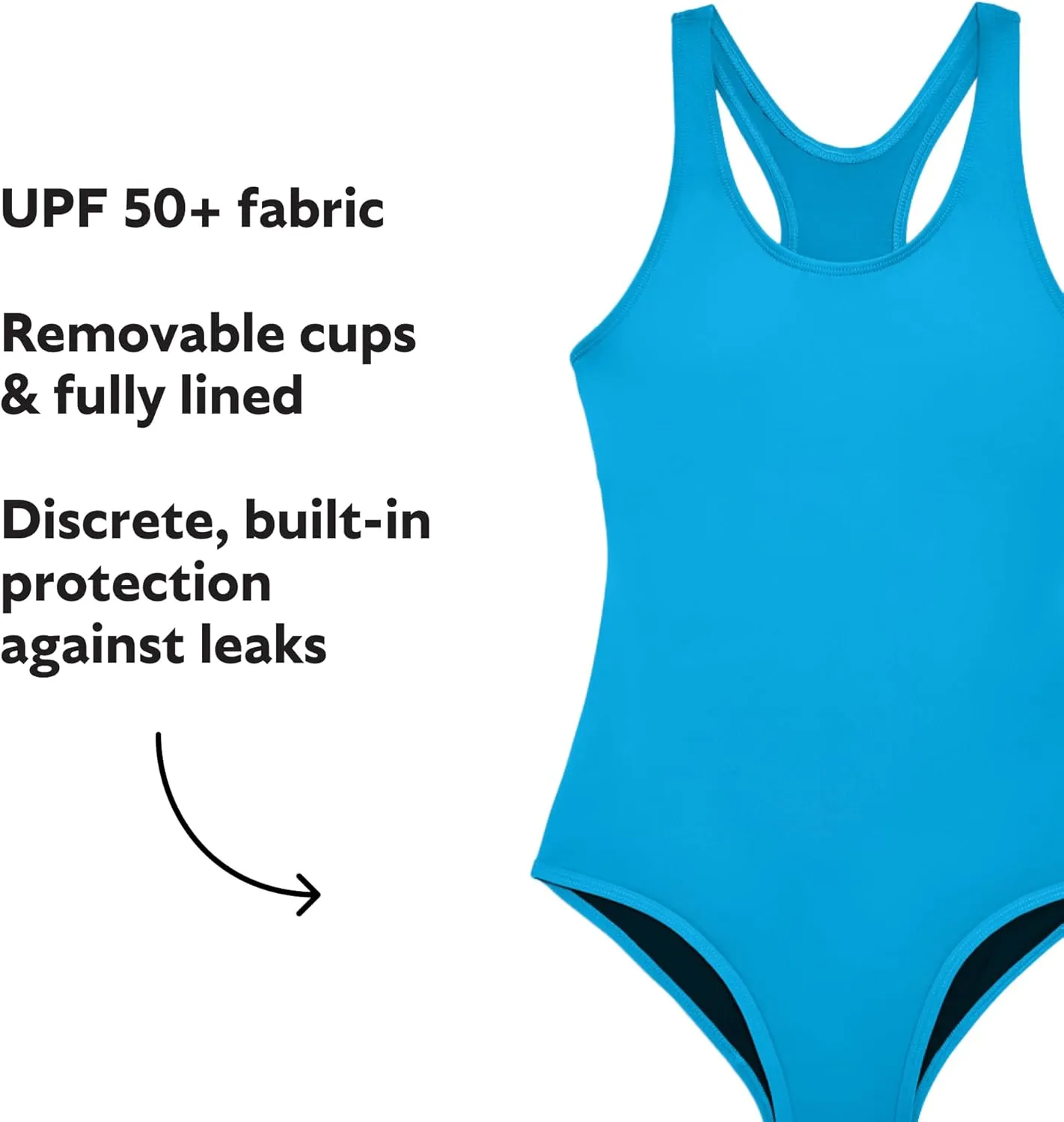 KNIX Kt Leakproof Teen Period Swim One-Piece, UPF 50  Fabric, Machine Washable