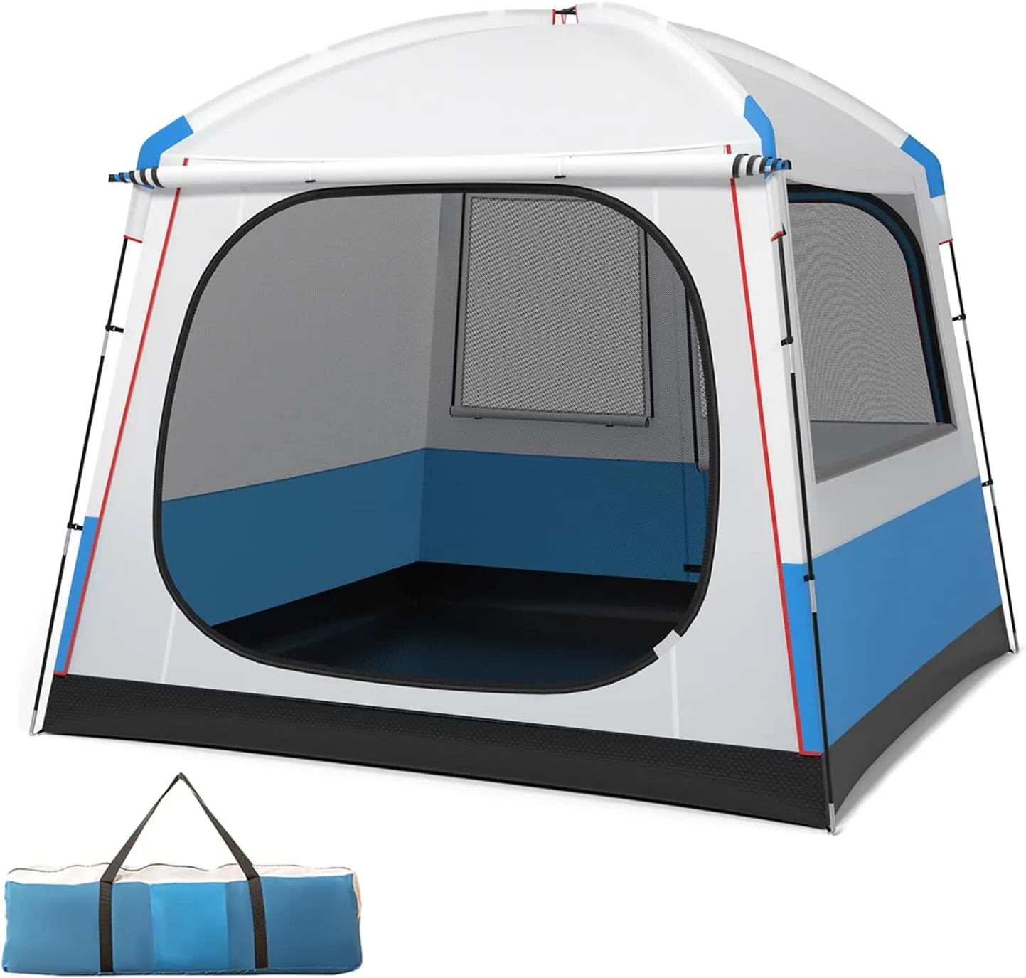 KOTEK 3-5 Person Camping Tent, Portable Cabin Tent with Double-Layer Mesh Door & 3 Large Mesh Window, Carry Bag Included, Family Tents for Camping, Hiking, Backing, Picnic