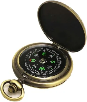 KouRy Retro Compass, Portable Flip-Openeg Vintage Compass, Luminous Compass for Outdoor Travel Camping Riding Hiking Durable Easy to Carry