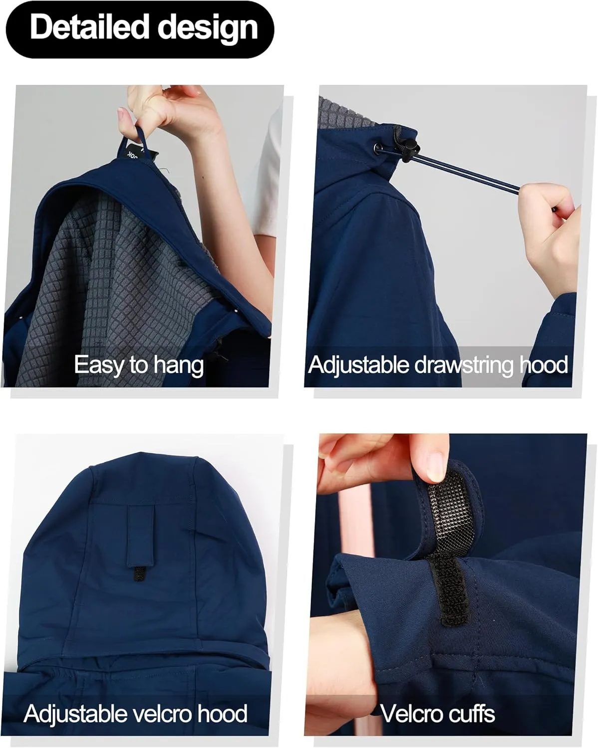 KUTOOK Women's Lightweight Softshell Jacket Fleece Lined Removable Hood with Zipper Pockets for Hiking Running Travel