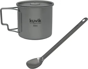 Kuvik 350ml (11.8 oz) Titanium Cup & Titanium Spoon Bundle