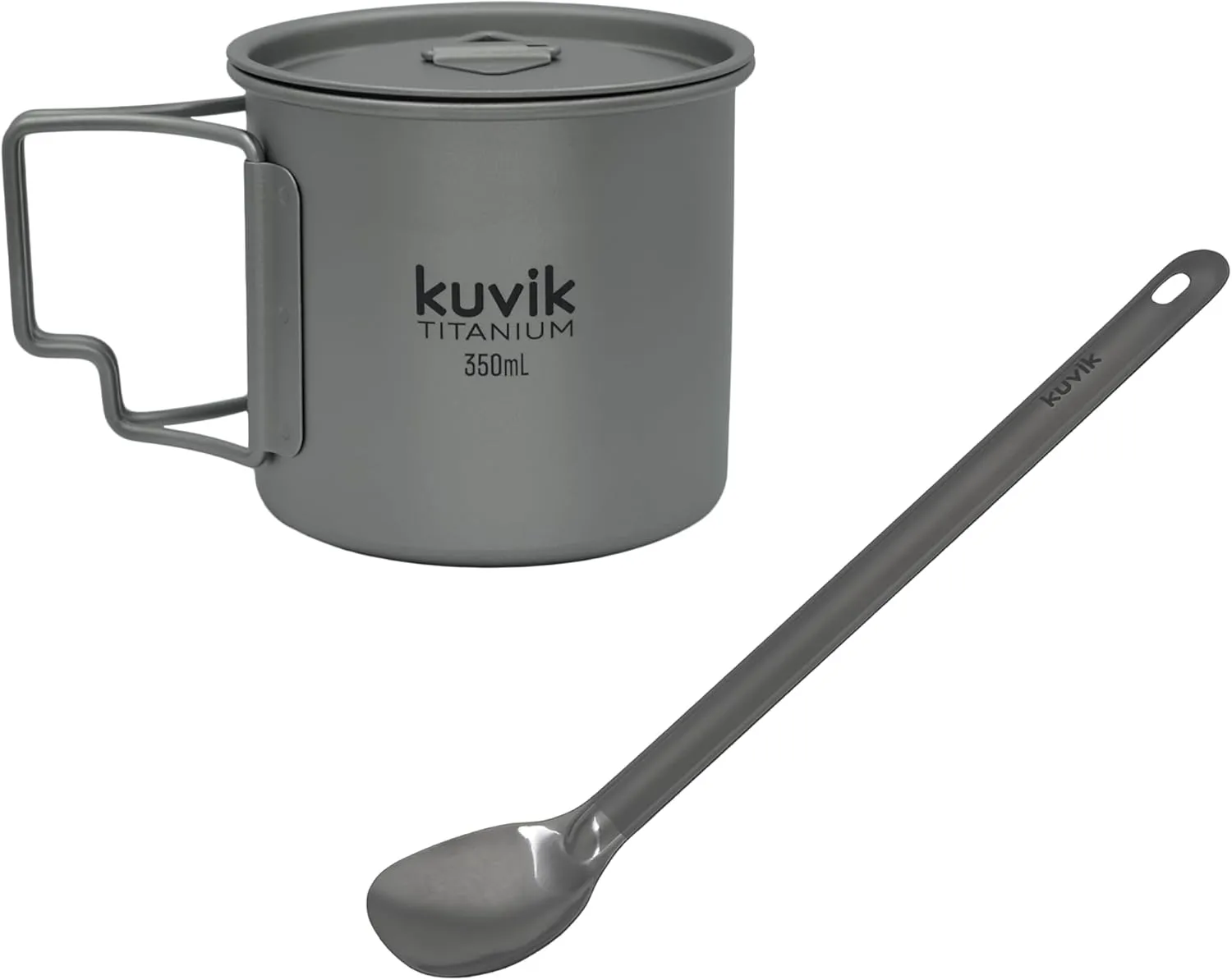 Kuvik 350ml (11.8 oz) Titanium Cup & Titanium Spoon Bundle
