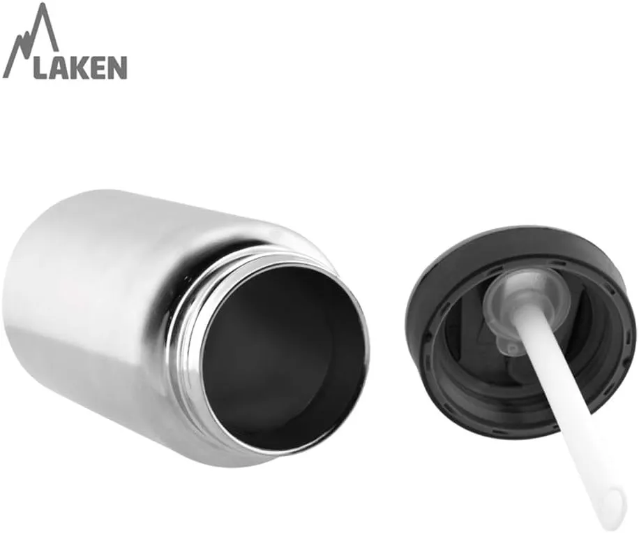 Laken Summit Stainless Steel Insulated Water Bottle with Sport Straw Cap and Lock, Leakproof, 25oz, Orange