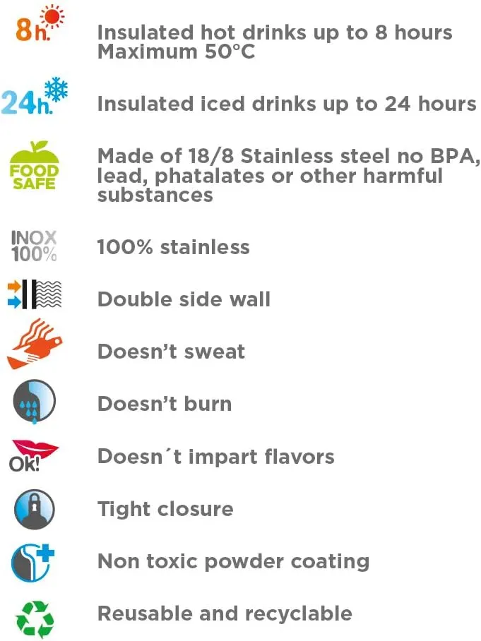 Laken Summit Stainless Steel Insulated Water Bottle with Sport Straw Cap and Lock, Leakproof, 25oz, Orange