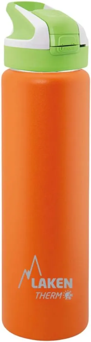 Laken Summit Stainless Steel Insulated Water Bottle with Sport Straw Cap and Lock, Leakproof, 25oz, Orange
