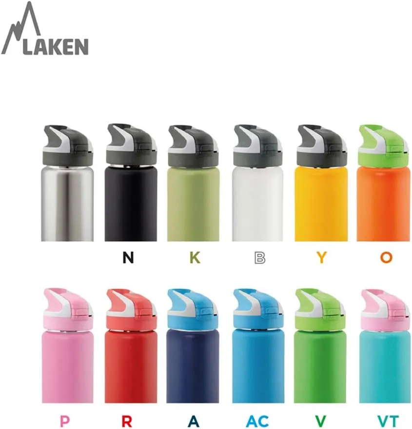 Laken Summit Stainless Steel Insulated Water Bottle with Sport Straw Cap and Lock, Leakproof, 25oz, Orange