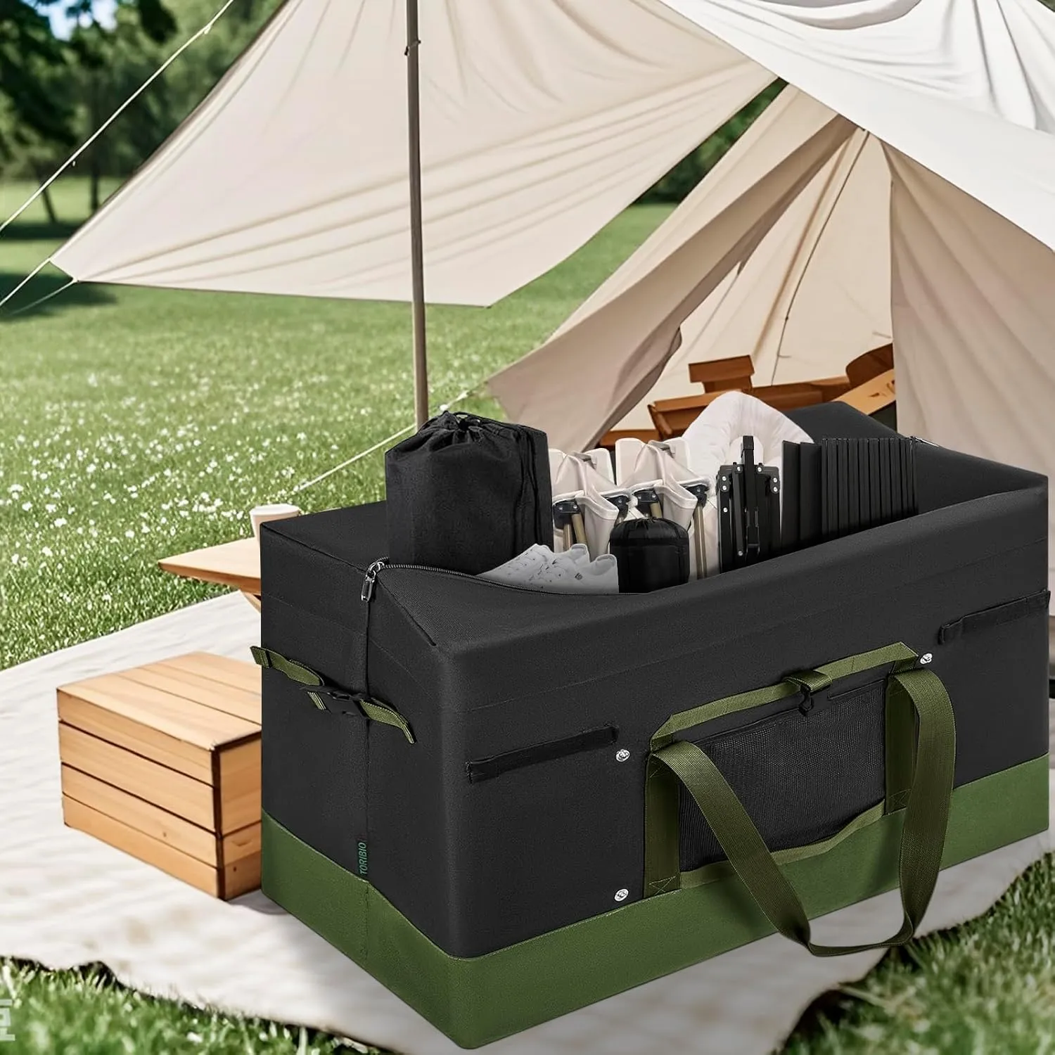 Large Duffle Bag for Travel,170L Water-resistant Camping Storage Tote, Foldable Canvas Duffle Outdoor Luggage Duffle Bag Organizer for Travel, Picnic, Moving