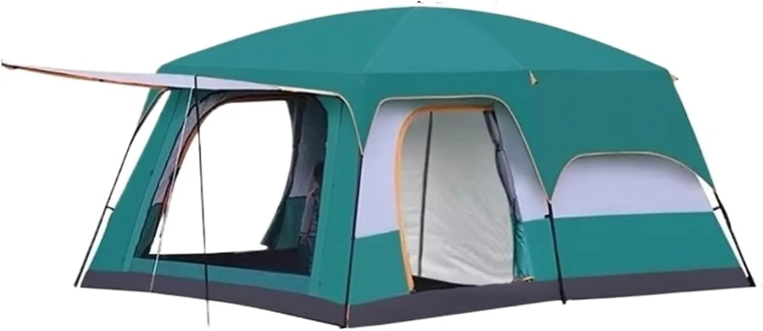 Large Tent with Two Rooms and One Living Room, Outdoor Folding Portable Windproof Camping, Thickened Rainproof, Outdoor Overnight Camping