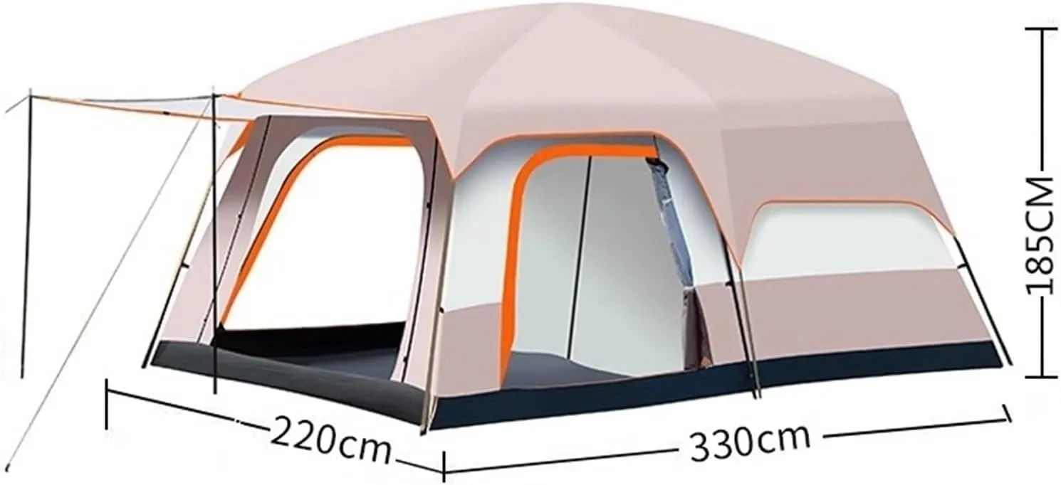Large Tent with Two Rooms and One Living Room, Outdoor Folding Portable Windproof Camping, Thickened Rainproof, Outdoor Overnight Camping