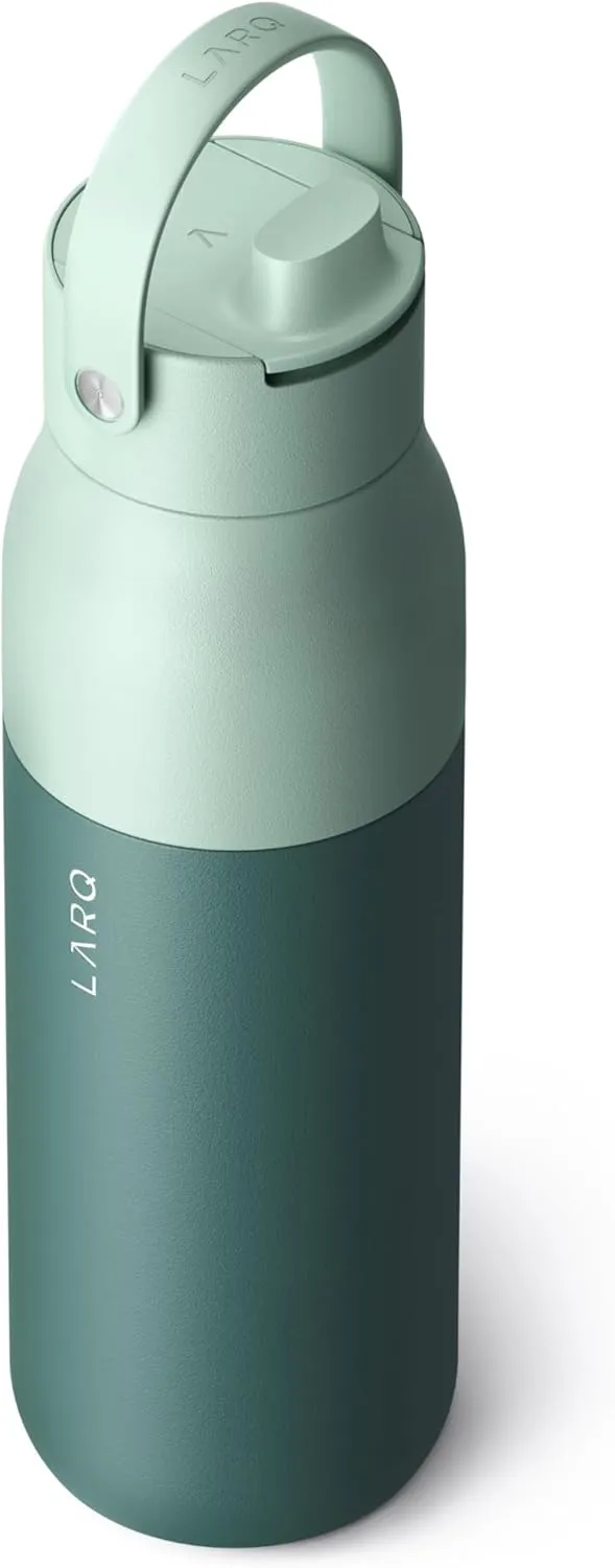 LARQ Bottle Swig Top 23oz - Insulated Stainless Steel Water Bottle With Built-In Silicone Handle | Thermos, BPA Free | Reusable Water Bottle for Sports, Gym, and Travel, Eucalyptus Green