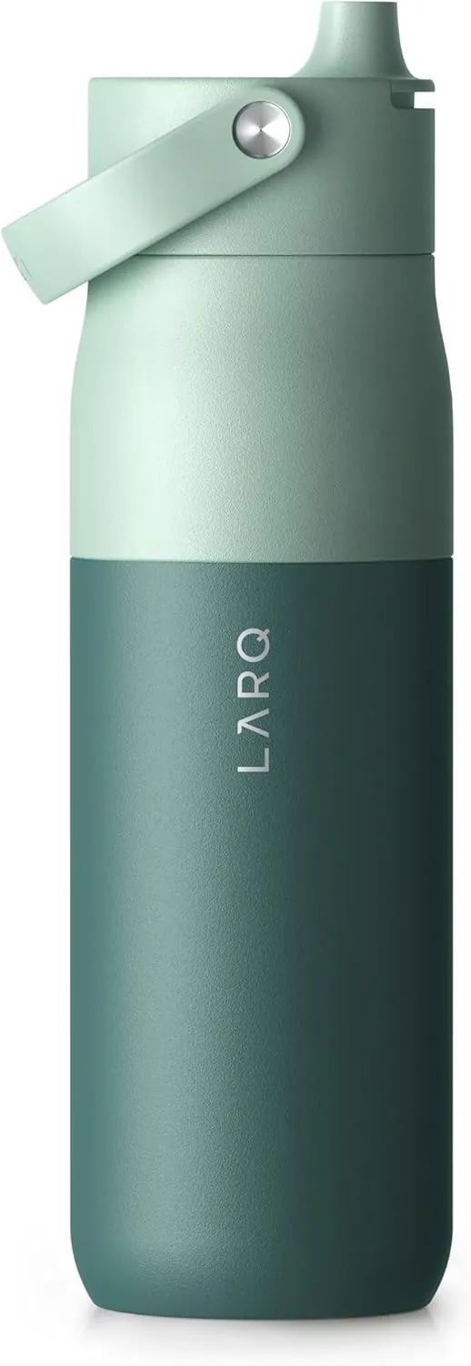 LARQ Bottle Swig Top 23oz - Insulated Stainless Steel Water Bottle With Built-In Silicone Handle | Thermos, BPA Free | Reusable Water Bottle for Sports, Gym, and Travel, Eucalyptus Green