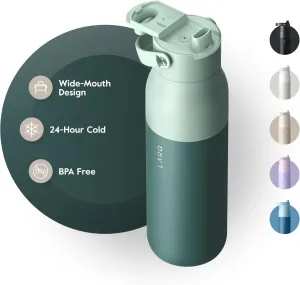 LARQ Bottle Swig Top 23oz - Insulated Stainless Steel Water Bottle With Built-In Silicone Handle | Thermos, BPA Free | Reusable Water Bottle for Sports, Gym, and Travel, Eucalyptus Green