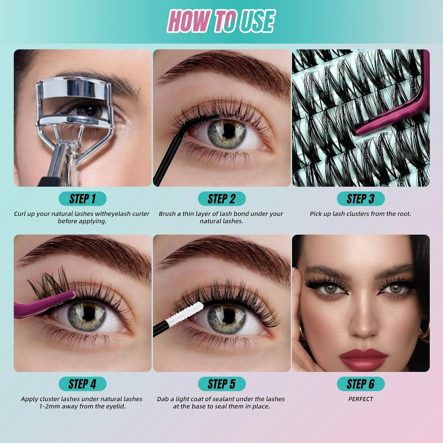 Lash Clusters Kit 144 PCS Eyelash Clusters DIY Lash Extension Kit Lashes Clusters Wispy Cluster Eyelash Extensions with Lash Bond and Seal Cluster Lashes Remover and Tweezer(C-Mix 8-16mm Kit)