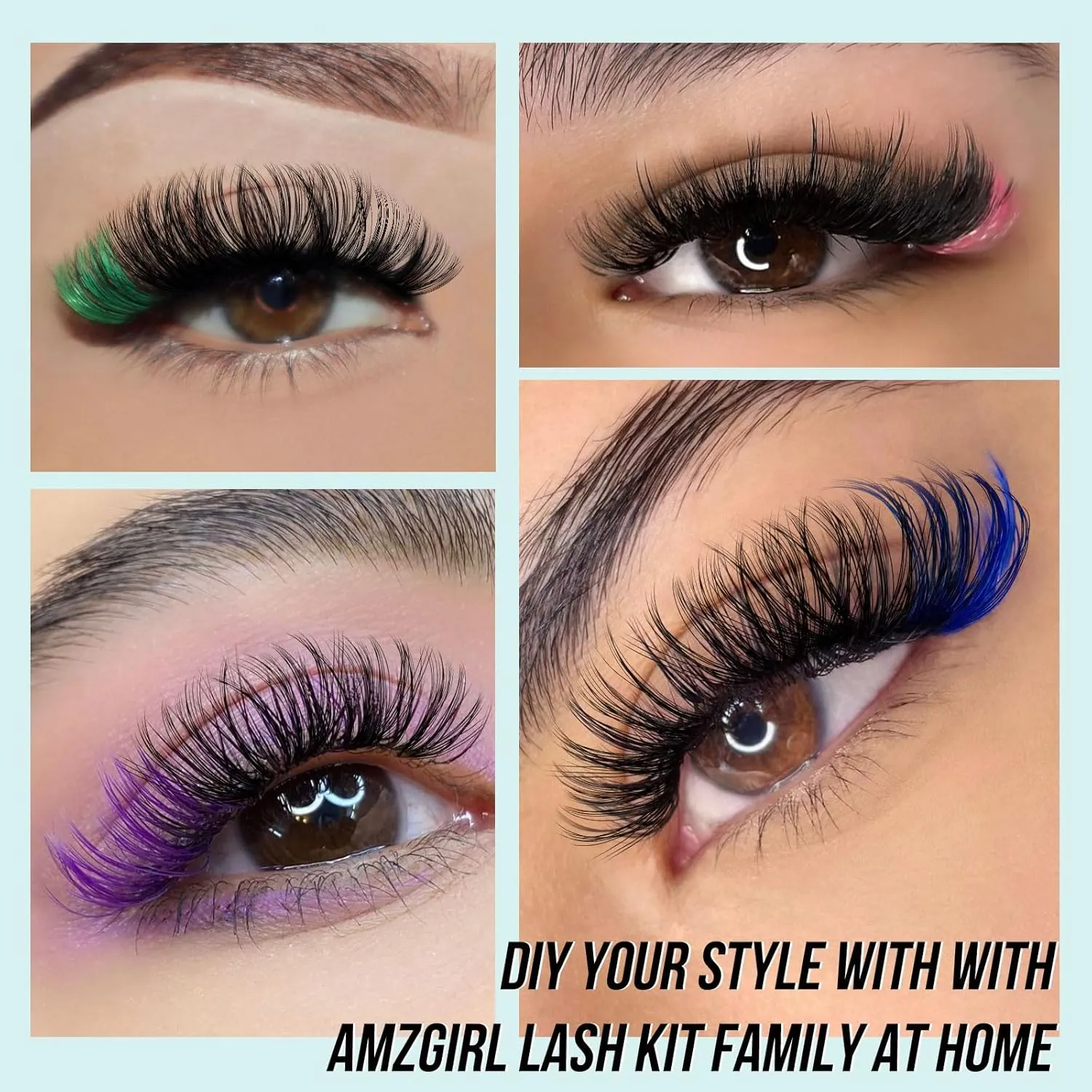 Lash Clusters Kit 320Pcs,40D Eyelash Extension Kit,Lash Bond and Seal Waterproof,Lash Remover for Colorful Individual Cluster Lashes Kit,Lash Applicator Tool for DIY Lash Extension Kit(D-Mix9-16mmKit)