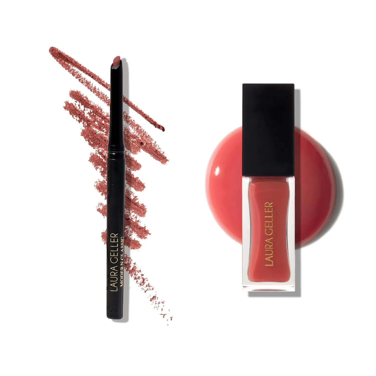 LAURA GELLER Nourishing Tinted High Shine Glossy Lip Oil, Rose Garden with Coordinating Waterproof Lip Liner, Sassy Spice | Get an All Day Lip Look, Hydrate Dry Chapped Lips