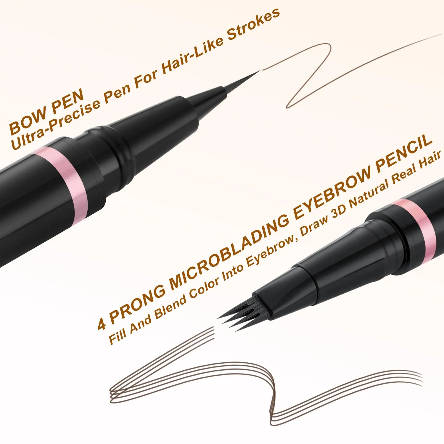 LAVONE Eyebrow Pencil Makeup Kit, with Waterproof 2-IN-1 Microblading Eyebrow Pen, Eyebrow Pomade, Eyeliner and Dual-ended Eyebrow Brush, Brow Pencil Kit for Natural Eyebrows - Dark Brown