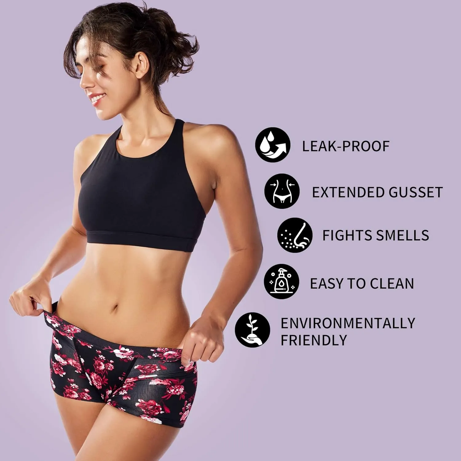Leakproof Period Swimwear Boy Shorts for Women & Teen Girls - Swim Confidently with Absorbent Menstrual Swim Bottoms