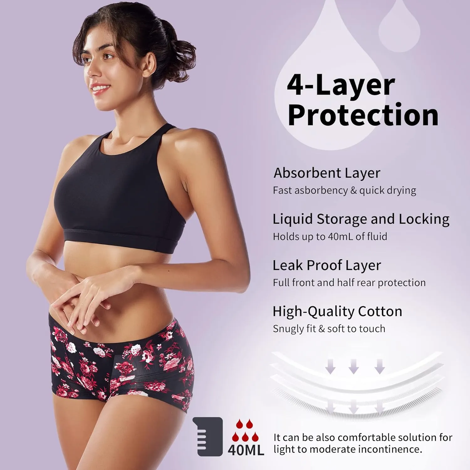 Leakproof Period Swimwear Boy Shorts for Women & Teen Girls - Swim Confidently with Absorbent Menstrual Swim Bottoms