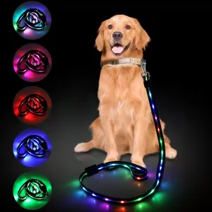 Led Dog Leash: 12 Lighting Modes Light Up Dog Leash Rechargeable - 5 Ft Lighted Dog Leashs for Night Walking Safety Glow in The Dark, Silicone Dog Leashs for Small Medium Large Dogs Walking at Night