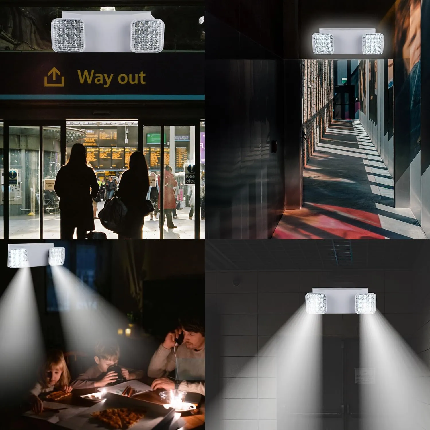 LED Emergency Lights for Business Home Power Failure,4Hours 300lm Automatic Battery Backup,Rechargeable Emergency Exit Lighting Fixtures,Hardwired, UL 924 AC85-277V