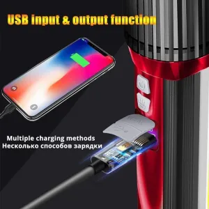 LED Flashlight, Zoomable & 7 Modes Lighting,Torch with USB Rechargeable, Suitable for Outdoor Hiking Camping or Home Emergency (Size : Large)