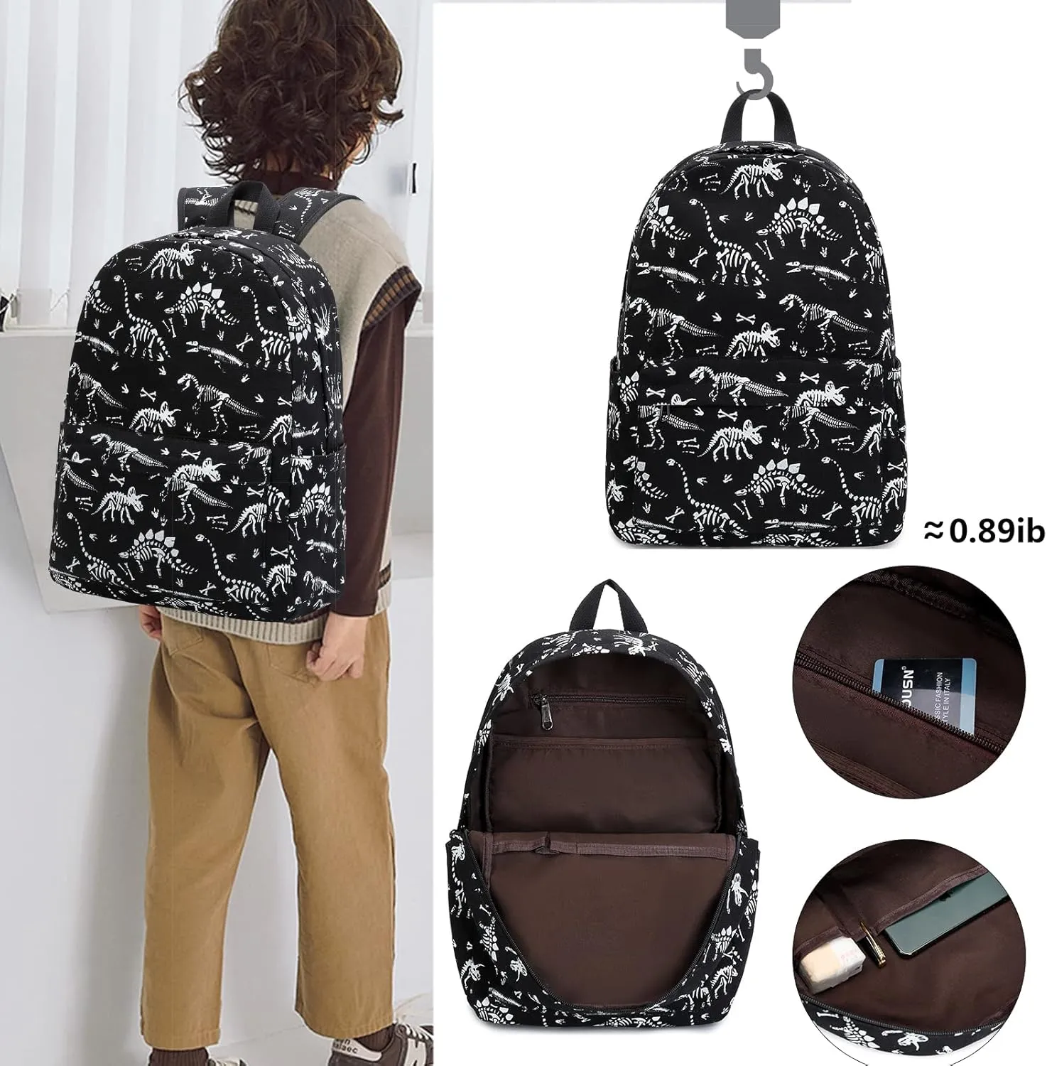 LEDAOU Kids School Backpack with Lunch Box for Boy Kindergarten BookBag School Bag Preschool Kindergarten Toddler Backpack (Luminous)
