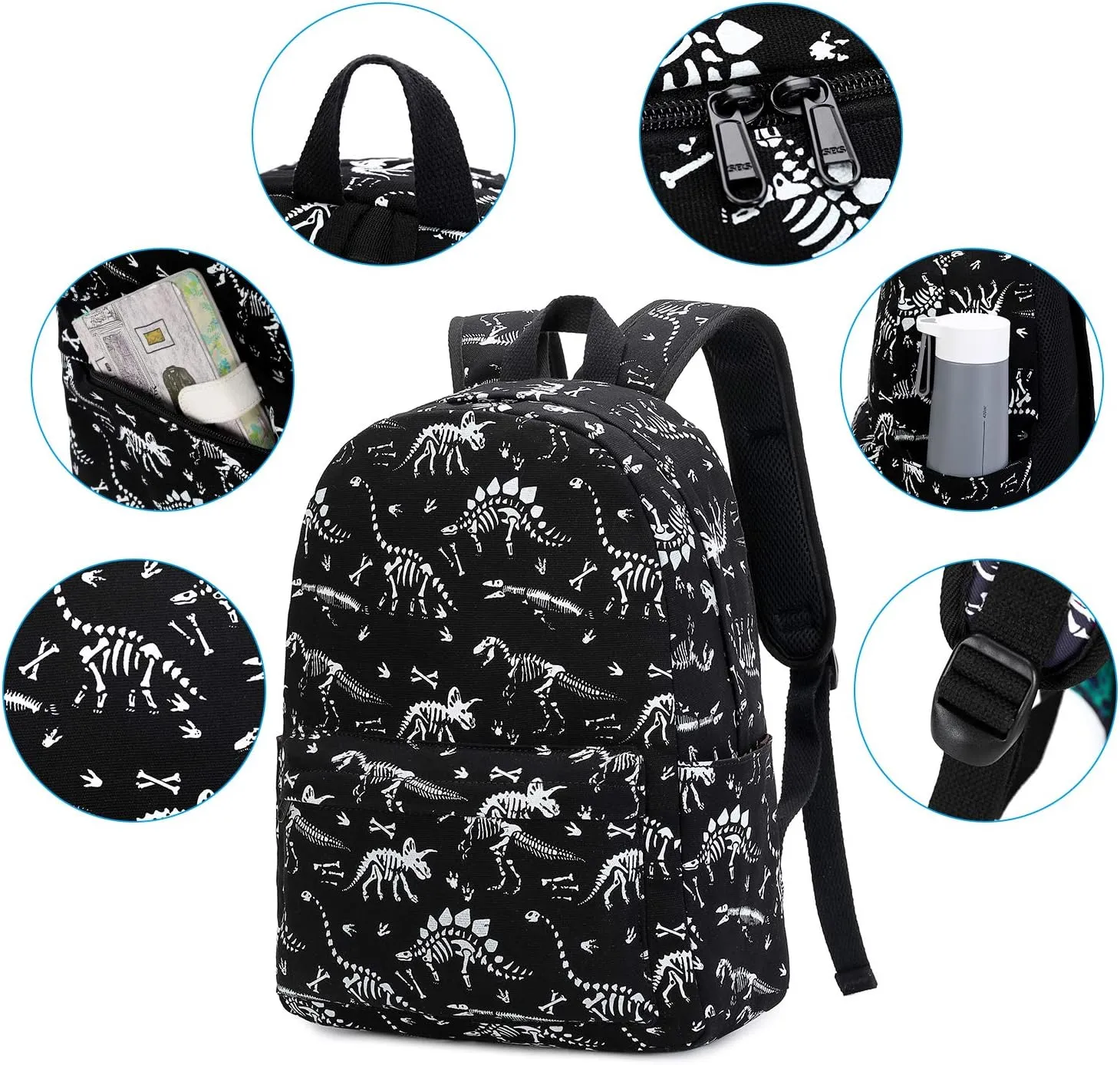 LEDAOU Kids School Backpack with Lunch Box for Boy Kindergarten BookBag School Bag Preschool Kindergarten Toddler Backpack (Luminous)